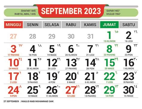 Kalender 2023 Lengkap Libur Nasional Masehi Jawa Dan Hijriyah