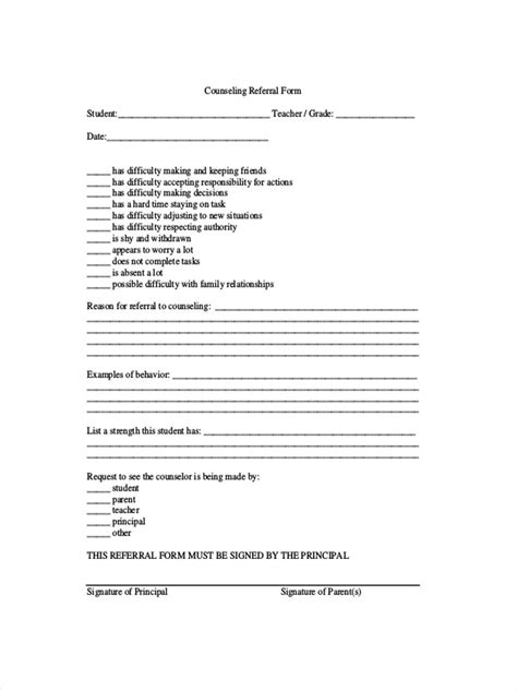 Counseling Referral Form Template