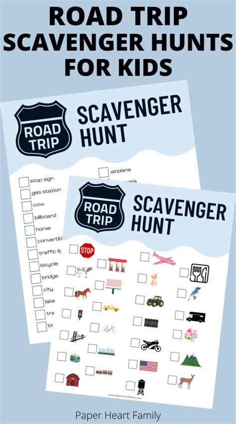 5 Fun Scavenger Hunts For Road Trips Printables