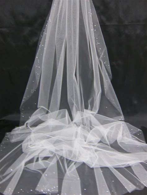 Bridal Veil Swarovski Crystal Rhinestone Edged Sheer 108 Inch Long