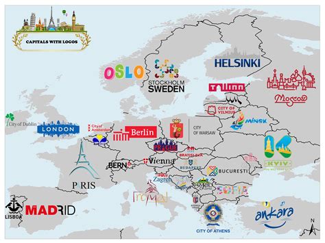European Capital Cities Map With City Logos Mappr