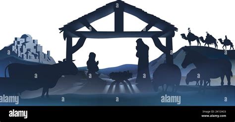Christmas Nativity Scene Silhouette Stock Vector Image And Art Alamy