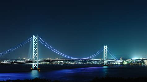 Download Pearl Bridge Kobe City Blue Japan Bridge Man Made Akashi