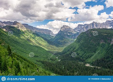 Mountain Landscape At Glacier National Park Montana Usa Stock Photo