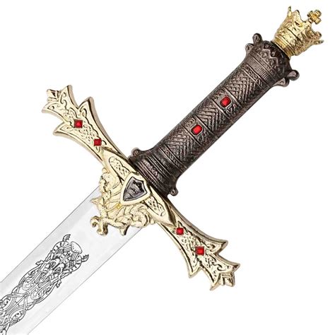 King Arthur's Excalibur Sword Gold Medieval Knight Replica-P
