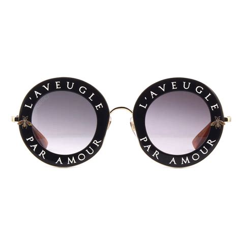 gucci round frame acetate sunglasses black gold l aveugle par amour gucci eyewear avvenice