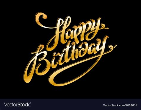 Golden Text On Black Background Happy Birthday Vector Image