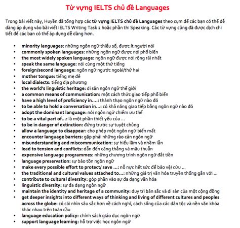 Từ Vựng Ielts Chủ đề Languages Ielts Nguyễn Huyền