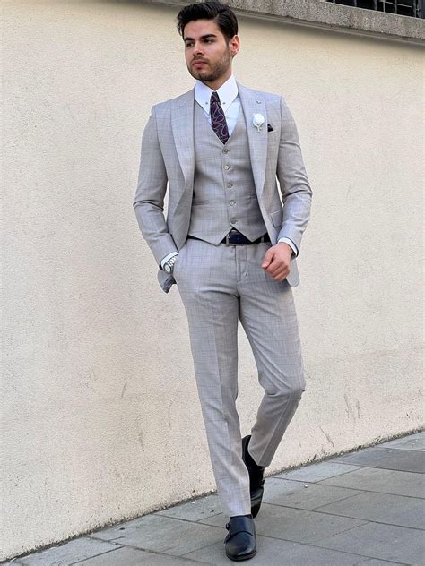 birmingham plaid gray men s suit grey mens suit gray suit mens suits