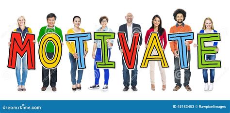Multiethnic Group Of People Holding Motivate Stock Image Image Of
