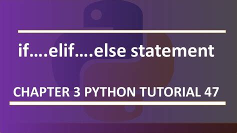 If Elif Else Statement Python Tutorial Youtube