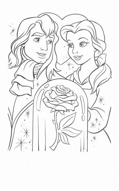 Beast Coloring Beauty Pages Belle Disney Rose
