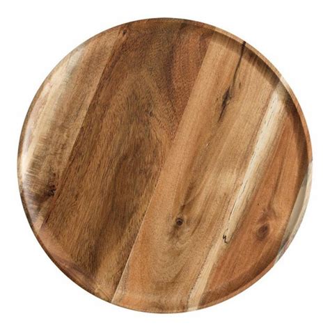 Acacia Wood Dinner Plates Round Wood Plates Easy Cleaning