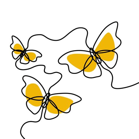 Simple Butterfly Decorative Continuous Line Drawing Vector Illustration