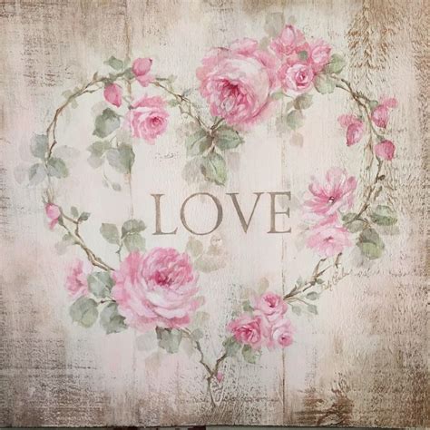 Shabby Cottage Chic Vintage Roses Love Heart By Debi Coules