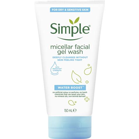 Simple Water Boost Facial Cleanser Gel Wash 148ml Woolworths