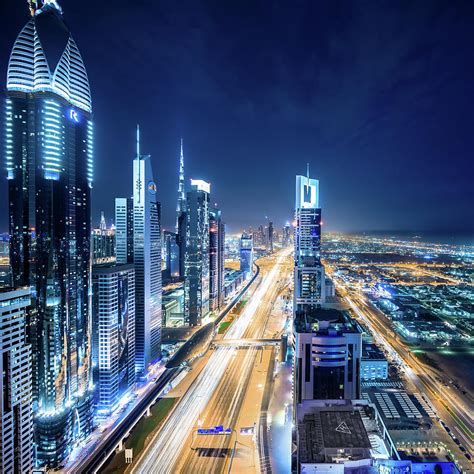 Elevated Cityscape Of Dubai Illuminated Photograph by @by Feldman 1