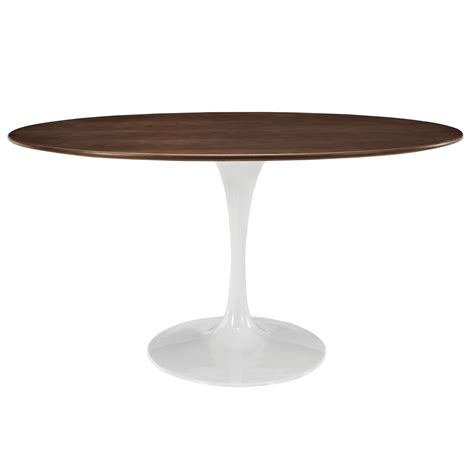 Tarnished brass hardware for attaching pedestal to table top. Lippa 60" Oval-shaped Walnut Top Dining Table With ...
