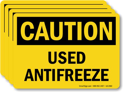 Caution Used Antifreeze Label Sku Lb 2582