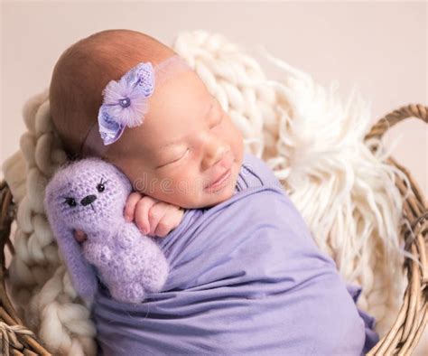 Sleeping Newborn Baby Girl Stock Photo Image Of Beautiful 122703994