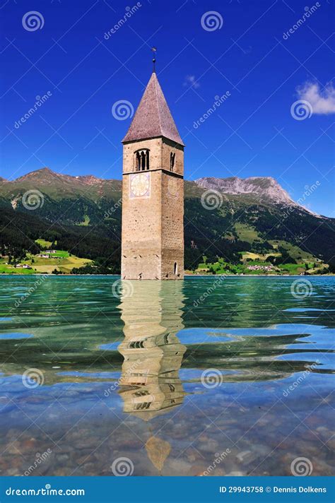 Submerged Church Tower Lago Di Resia Italy Stock Photo Image 29943758