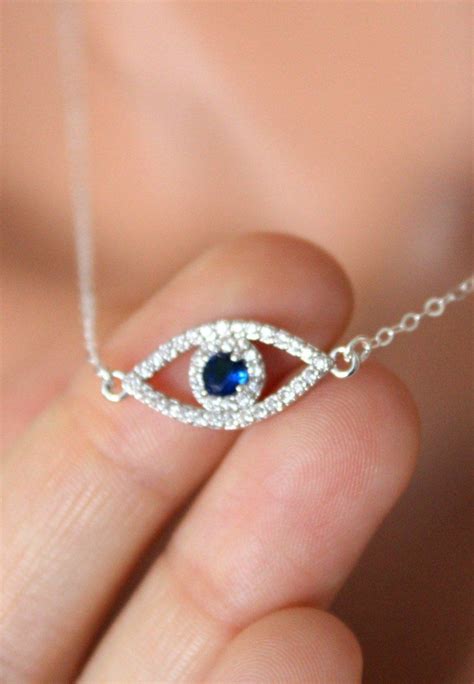 Blue Evil Eye Necklace Women Girls Sterling Silver Gold Filled Protect Evil Eye Jewelry Evil