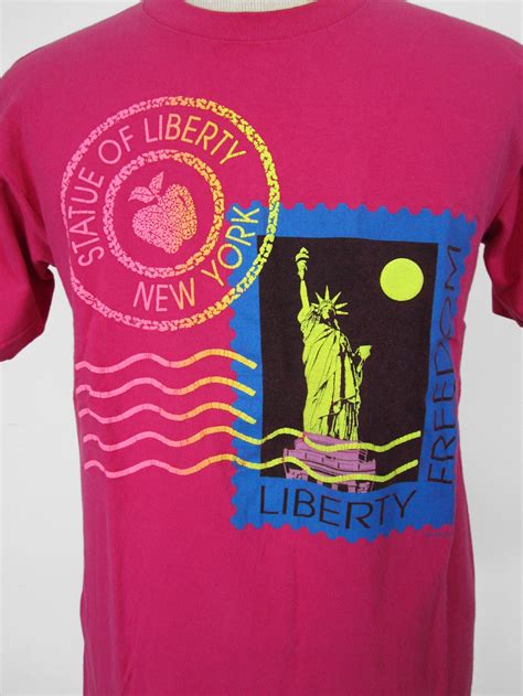 Vintage Statue Of Liberty T Shirt 90s Hot Pink New York Tee Etsy