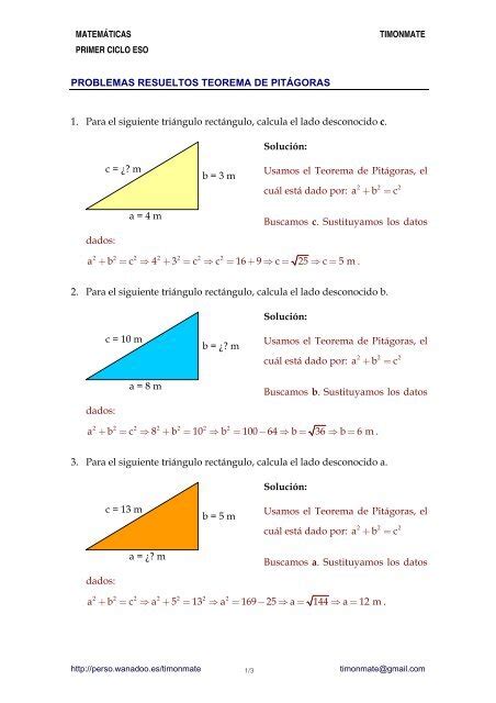 Ejemplos De Teorema De Pitagoras En Triangulos Rectangulos Nuevo Ejemplo