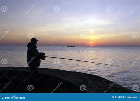 Fisherman At Sunset Stock Image Image Of Fishing Calm 2161753