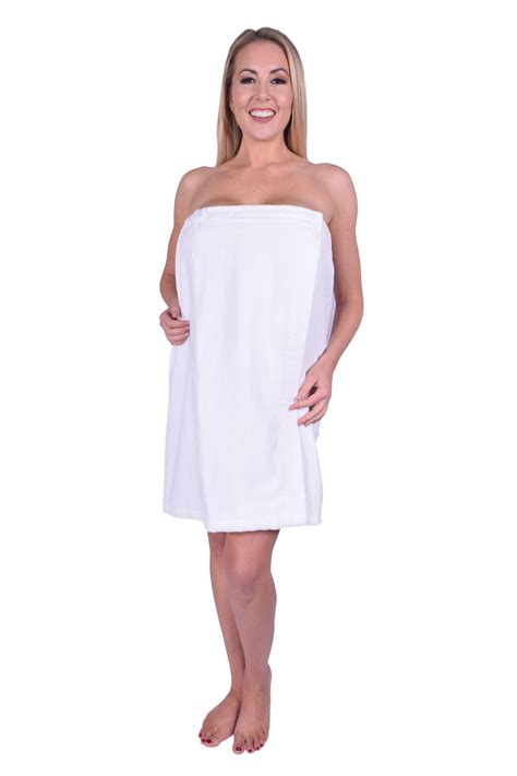 puffy cotton terry velour cotton spa body wrap for women towel wrap sarong with closure white