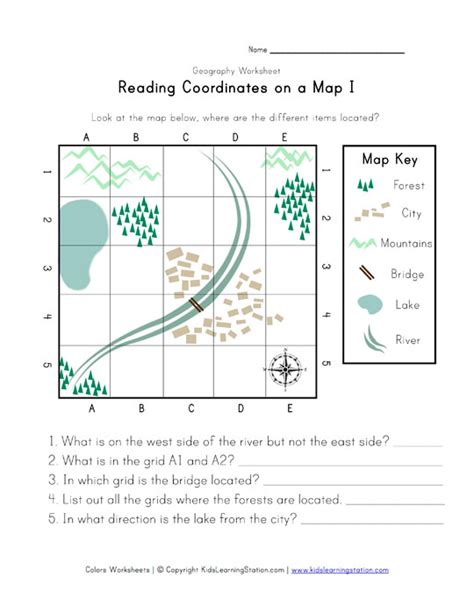 Reading Coordinates On A Map Worksheet