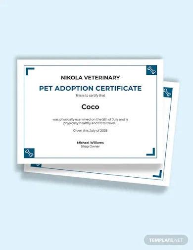 Explore Our Example Of Veterinary Health Certificate Template Pet Health Certificate Templates