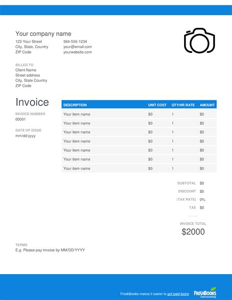 Photography Invoice Template Free