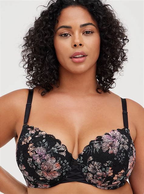 Plus Size Lightly Lined T Shirt Bra Lace Floral With 360° Back