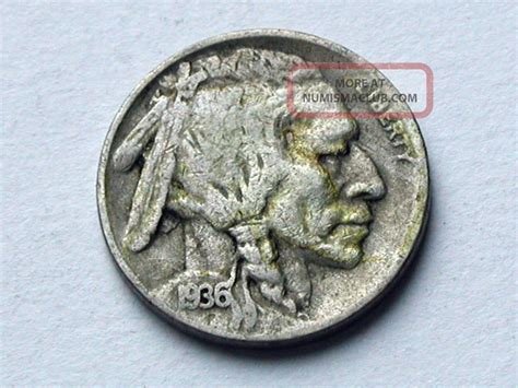 Usa 1936 D Five Cents 5¢ Nickel Coin 1936d Indian Head Buffalo