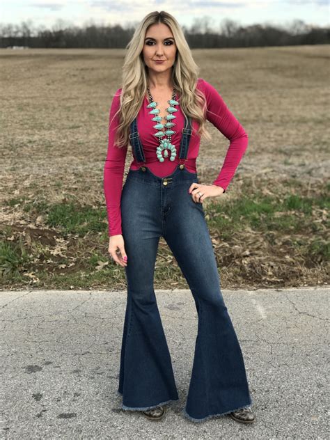 Calabasas Denim Bell Overalls Cowgirl Outfits Western Outfits Flare
