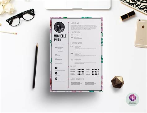 Check out our graphic design cover letter examples and writing guide. Floral CV template ~ Resume Templates ~ Creative Market