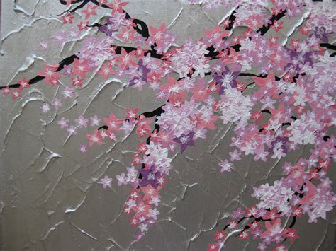 Cherry Blossom Tree Painting Pink Purple White