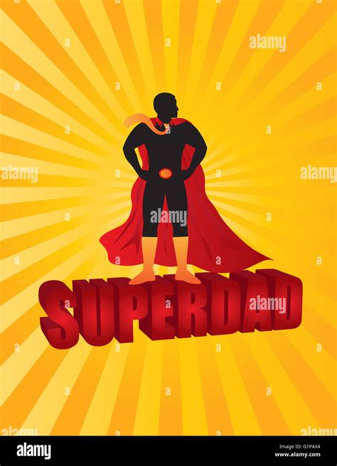 Happy Fathers Day Super Dad 3d Text Superhero Silhouette Outline Color