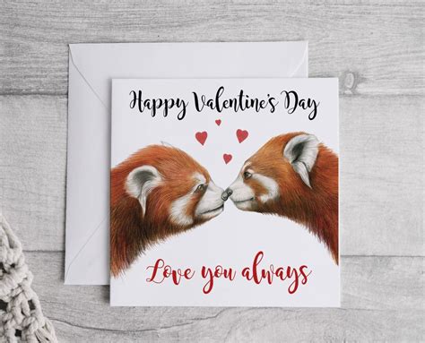 Red Panda Valentines Card Cute Animal Valentines Card Red Etsy Uk