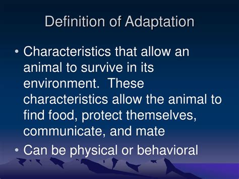 Ppt Definition Of Adaptation Powerpoint Presentation Free Download