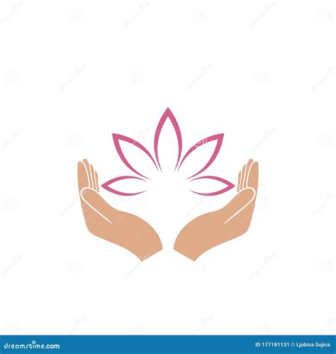 Hands Holding A Beautiful Pink Lotus Flower For Logo Design Isolated On
