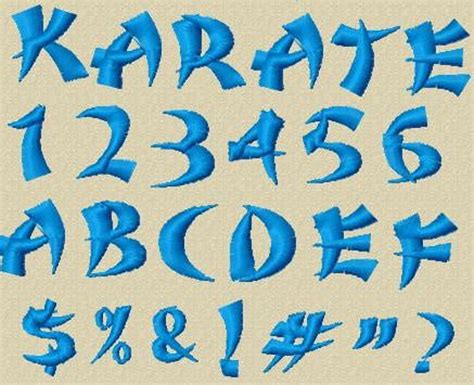 Karate Embroidery Font Instant Download Pes Format Half Etsy