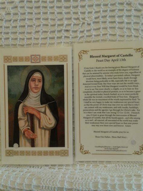 Blessed Margaret Of Castello Laminated Relic Holy Prayer Etsy