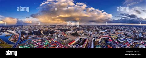 Minsk Capital Of Belarus Aerial Cityscape Bird View On Belarusian