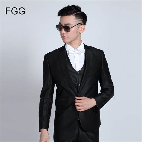 Fashion Mens Smoking Jacket Pants Gentleman Bright Black
