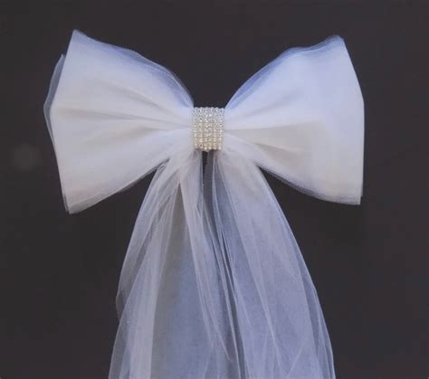 Set Of 6 Pew Bows In Tulle With Rhinestones Pew Decorations Etsy