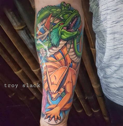 Page About Gaming Tattoos On Instagram Shenron And Kurama Tattoo Done By Troyslackink