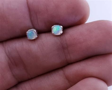 Fire Opal Stud Earrings Genuine Aaa Grade Rainbow Gemstones Etsy