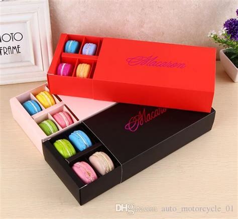 12 Cups Paper Macaron Box Packaging Drawer Type Biscuit Pastry Chocolate Cake Boxes For Wedding